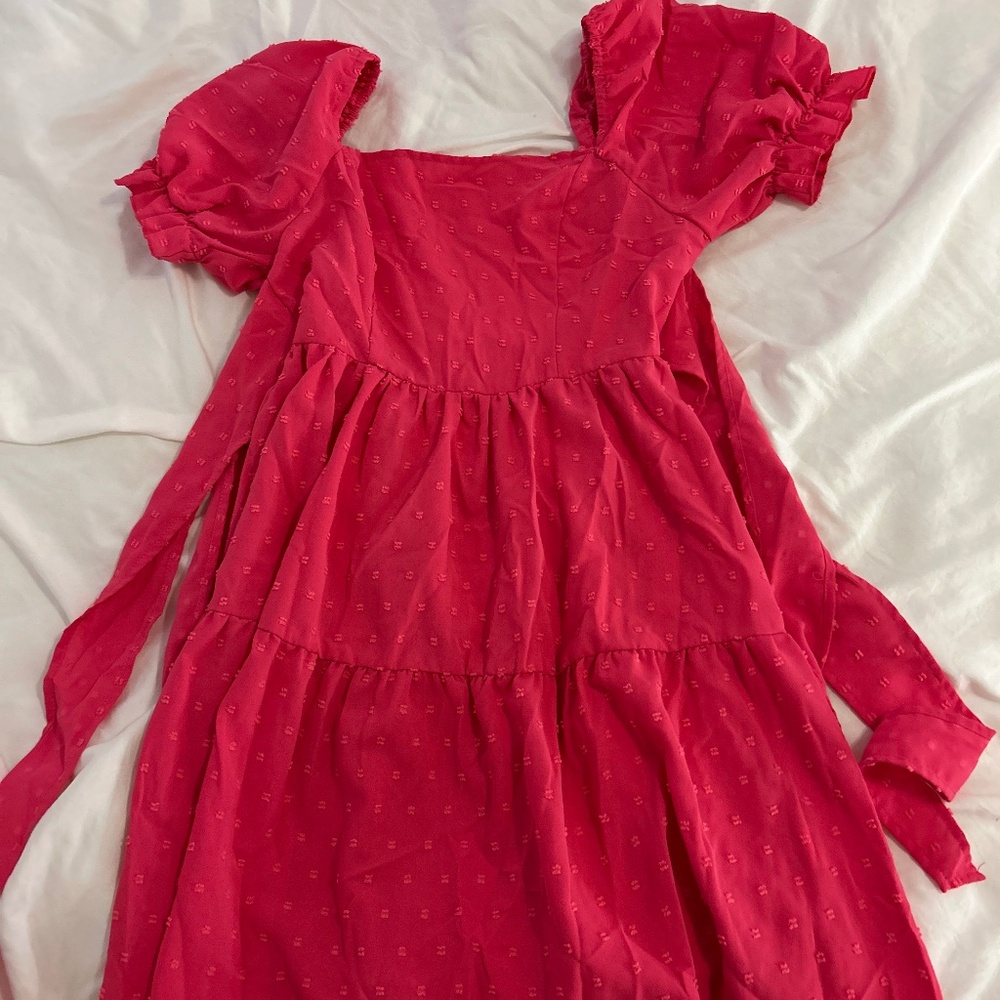 Pink puff sleeve sun dress